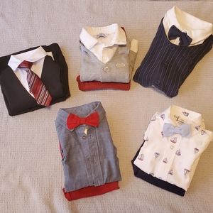 3-6 & 6-9 month dress suit tie bowtie romper LOT